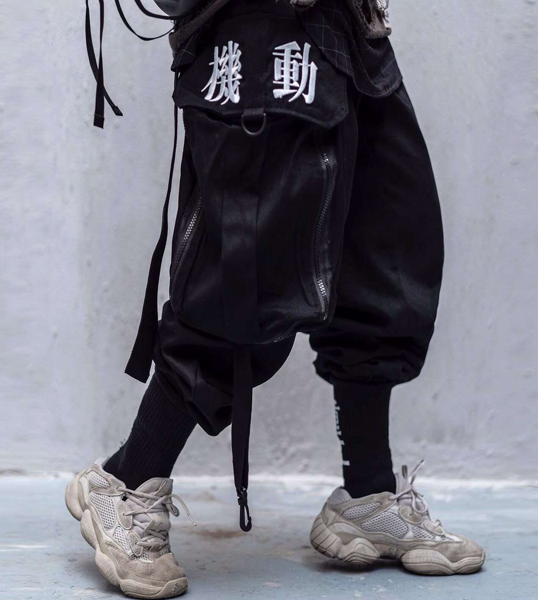 Loose Embroidered Streamer Overalls Motorized Fashion Trousers Men