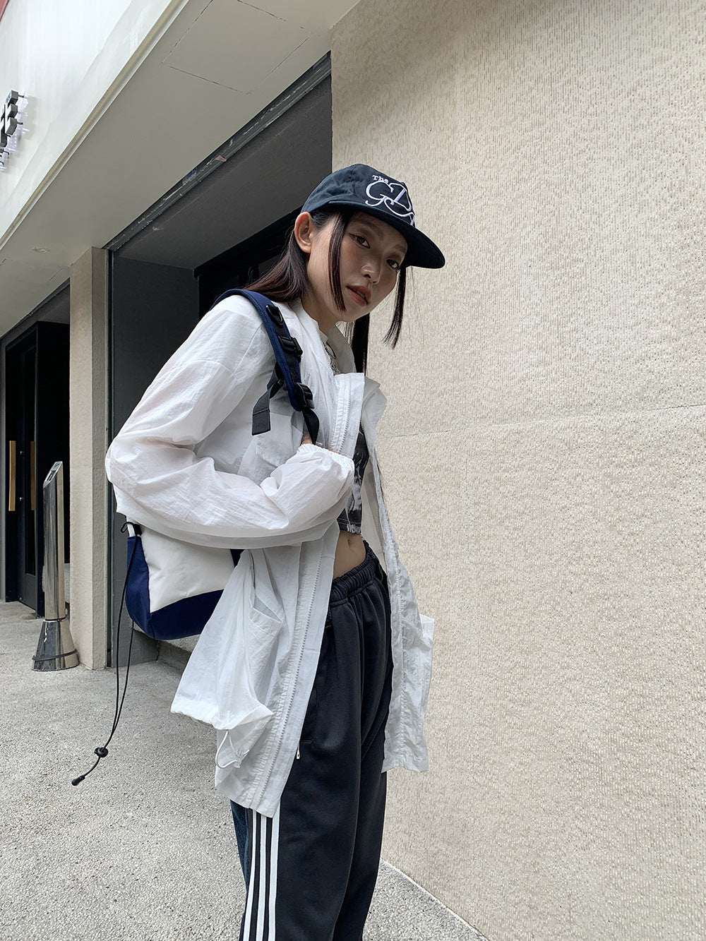 Stitching Design Sense Jeans Casual Ins Side Tape Bar Wide Leg Pants
