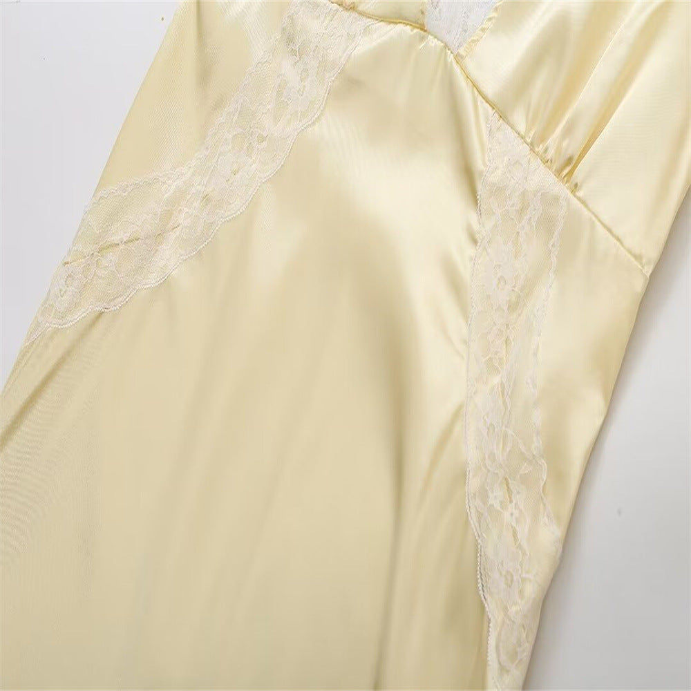 Women's Graceful And Fashionable Lace V-neck Lace Stitching Sleeveless Dress