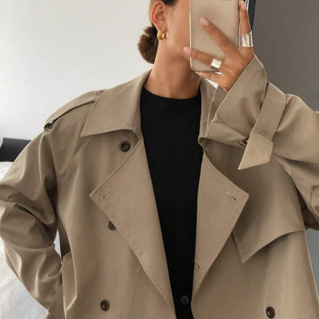 Classic Retro Short Trench Coat Ladies