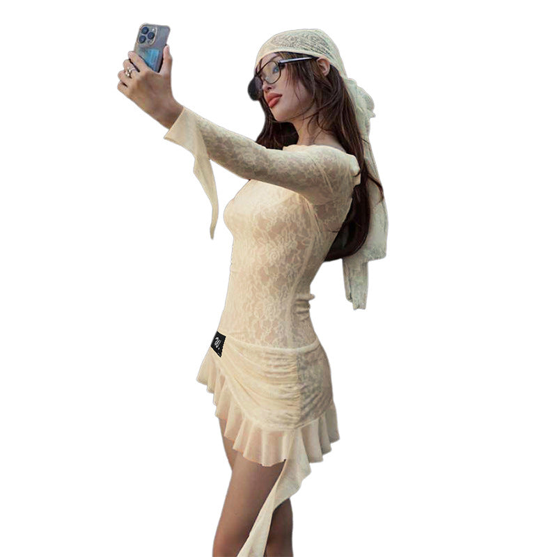 Women's Clothing Fashion Waist-controlled Backless Lace Up Dress