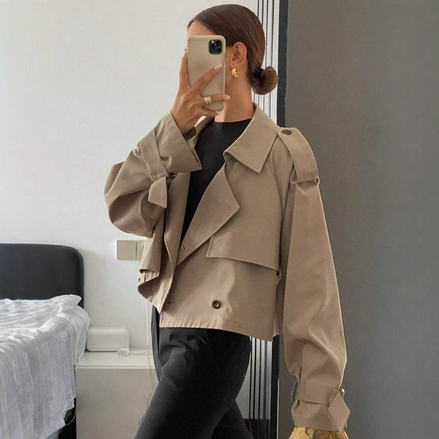 Classic Retro Short Trench Coat Ladies